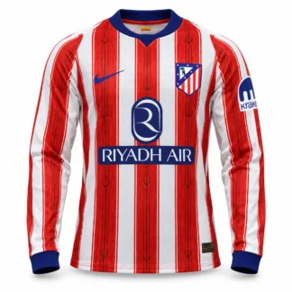 Prima Maglia Atlético de Madrid 2026/27 – Manica Lunga Versione Giocatore – vista frontale, presentazione virtuale basata sul prodotto