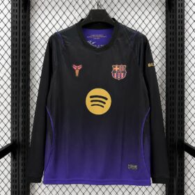 camiseta barcellona 2027 fronte nero con sfumatura viola