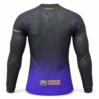 Camiseta Barcelona Manga Larga Mamba 2026/27 – Segunda Equipación – Jugador – vista posterior, presentación virtual basada en el producto