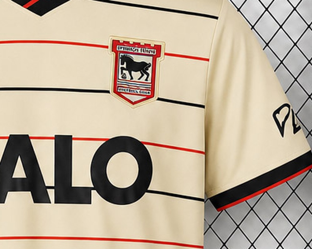 maglia ipswich stemma da vicino