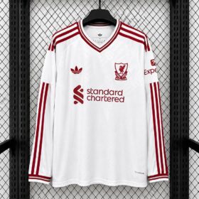 camiseta liverpool mangas largas frente blanco away manga larga