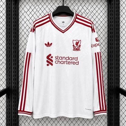 camiseta liverpool mangas largas frente blanco away manga larga