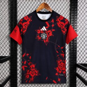 camiseta allenamento manchester united fronte nero motivo floreale