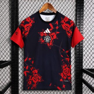 maglia allenamento manchester united fronte nero motivo floreale