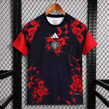 camiseta allenamento manchester united fronte nero motivo floreale