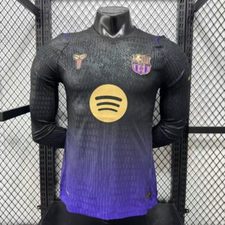 maglia barcellona away 2027 maniche lunghe fronte nero viola maniche lunghe