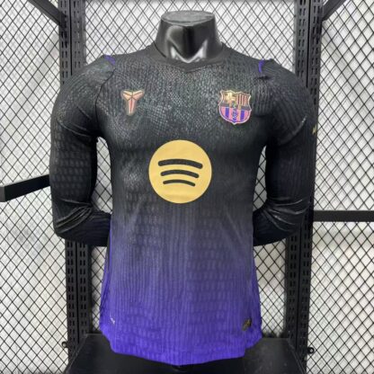 camiseta Barcelona away 2027 mangas largas frente negro morado mangas largas