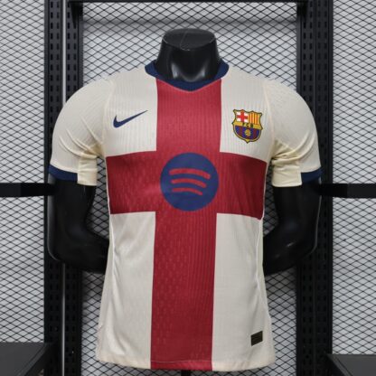 camiseta barcellona crema fronte crema con croce granata