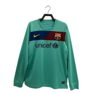 maglia barcellona away 2011 maniche lunghe fronte verde maniche lunghe