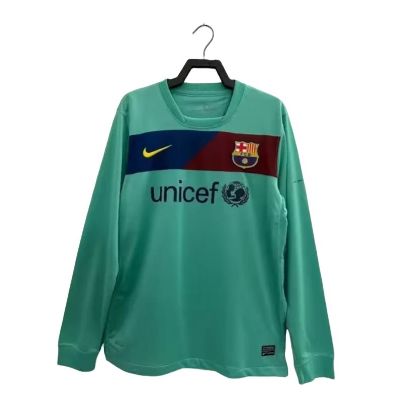 maglia barcellona away 2011 maniche lunghe fronte verde maniche lunghe