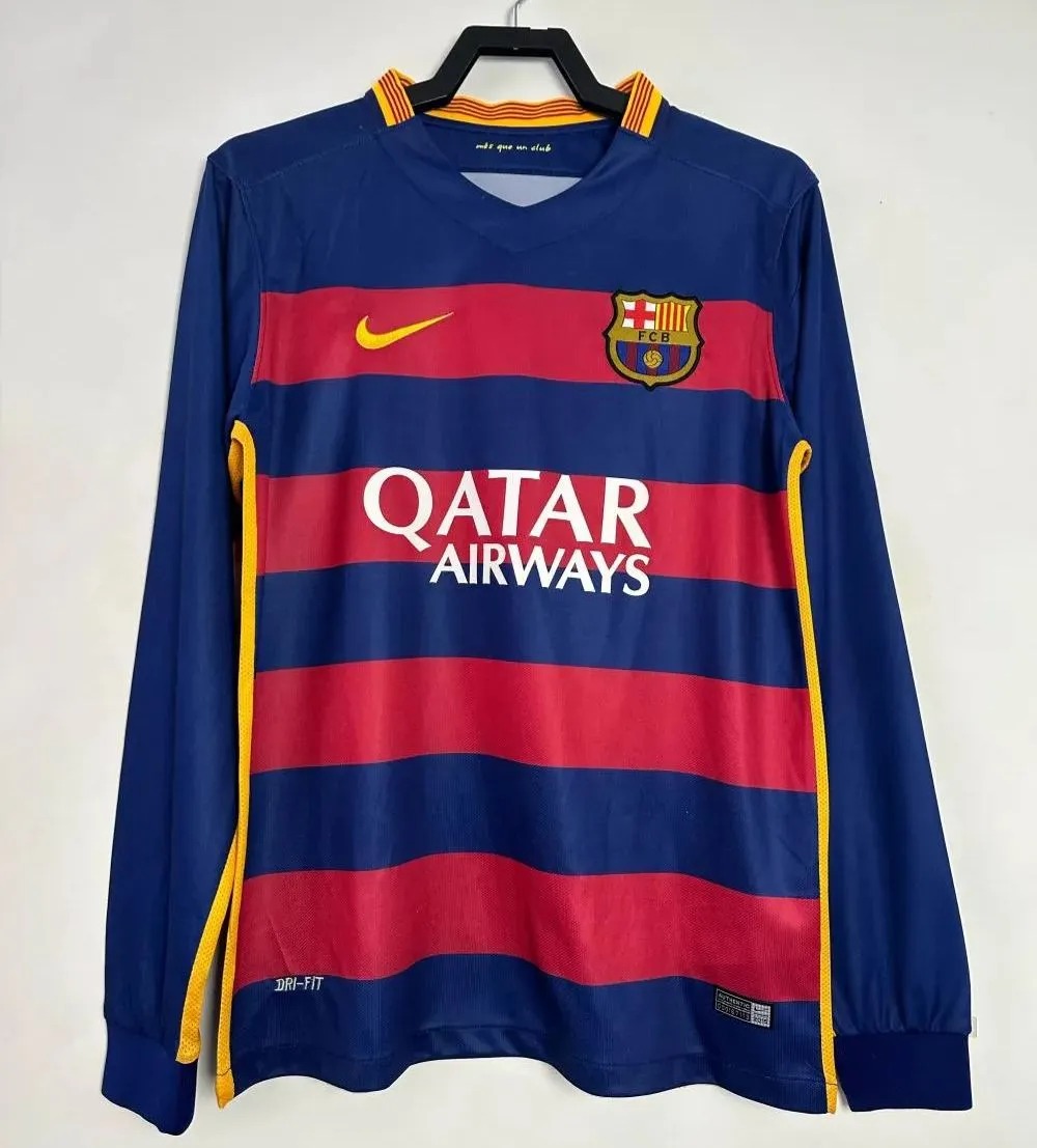 maglia barcellona 2016 maniche lunghe fronte righe orizzontali maniche lunghe