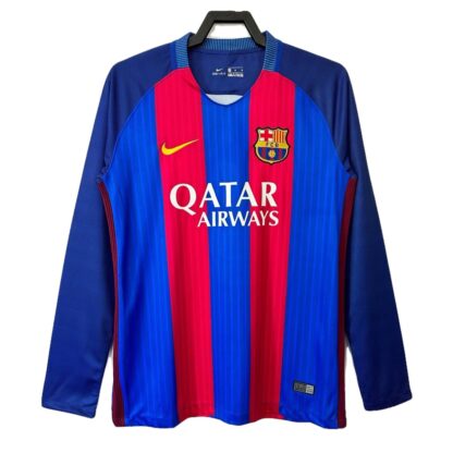 camiseta Barcelona 2017 mangas largas frente rayas mangas largas azul