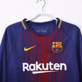 camiseta barcellona 2018 maniche lunghe colletto da vicino