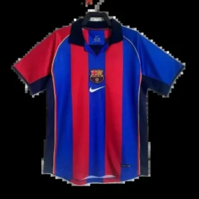 camiseta barcellona 2002 fronte a strisce blaugrana con colletto polo