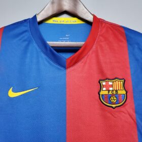 camiseta Barcelona 2007 mangas largas frente en alto con cuello dorado