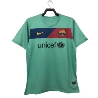 maglia barcellona away 2011 fronte verde menta con fascia blaugrana