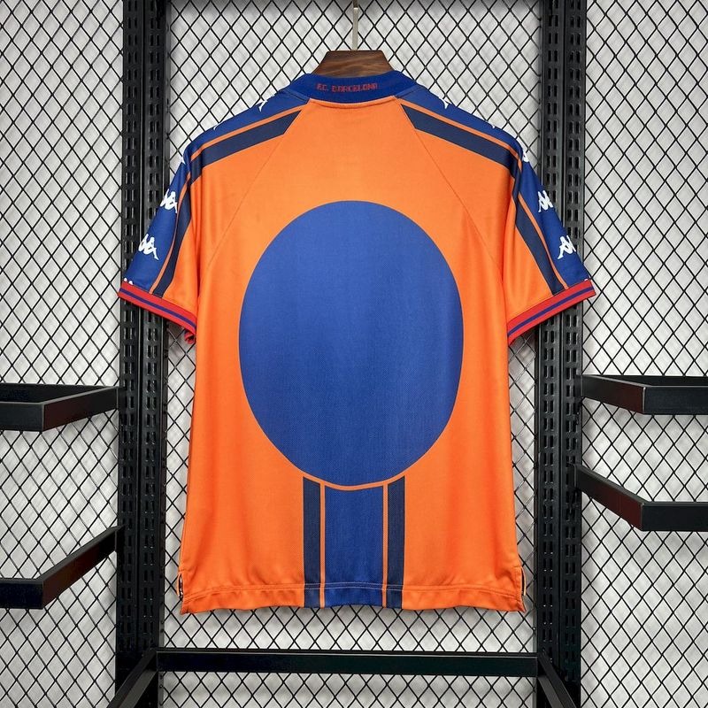 maglia barcellona arancione retro con cerchio blu portanumero