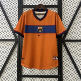 maglia barcellona third 1999 fronte arancione con fascia blu