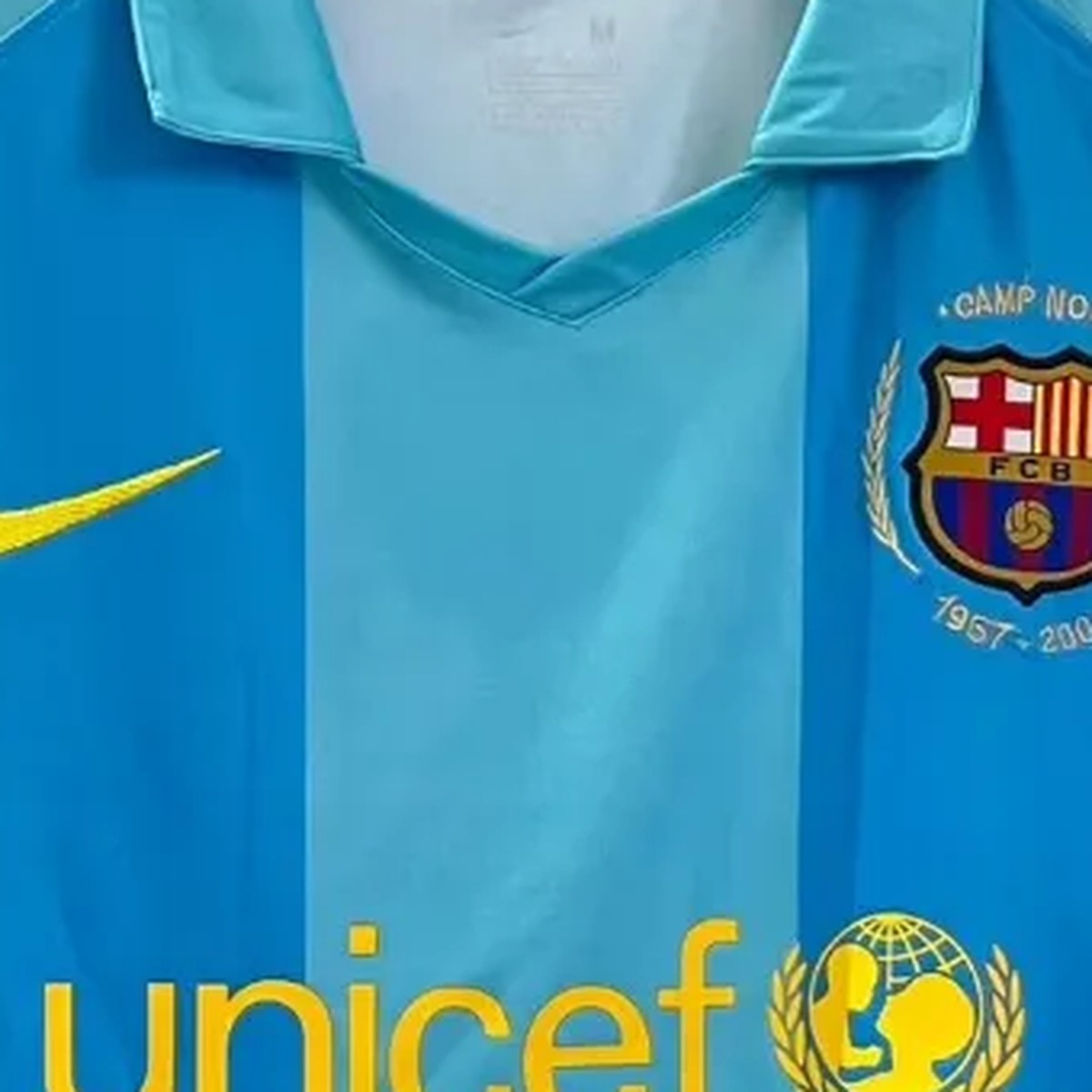 maglia barcellona away 2008 fregio camp nou 1957-2007 sul petto