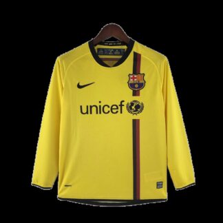 maglia barcellona away 2009 maniche lunghe fronte giallo maniche lunghe