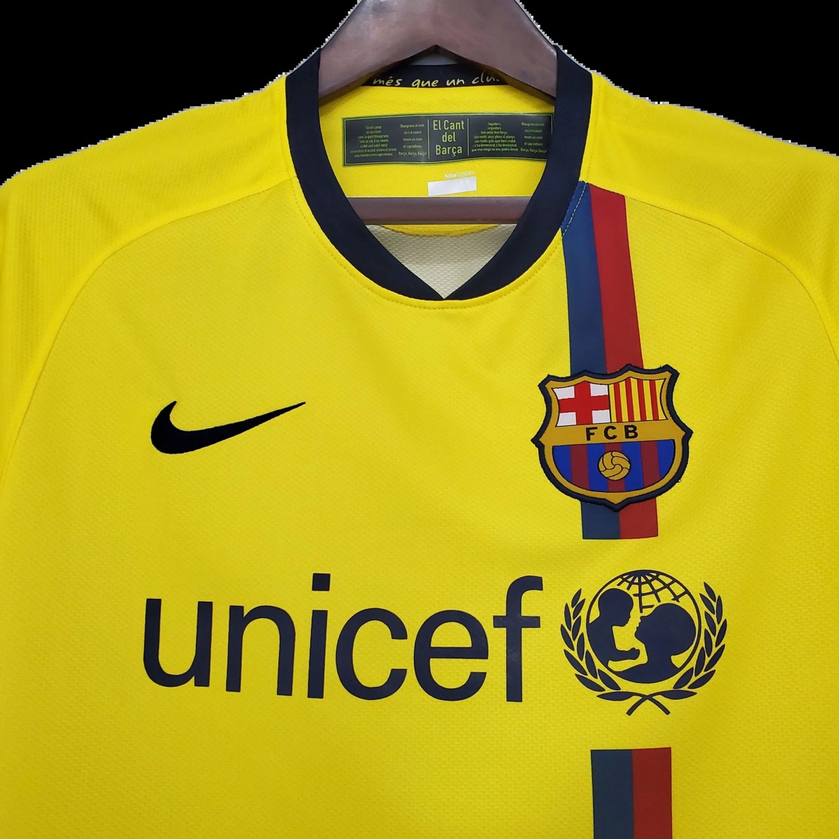maglia barcellona away 2009 maniche lunghe fronte con banda e unicef