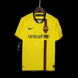 maglia barcellona away 2009 fronte giallo con banda blaugrana