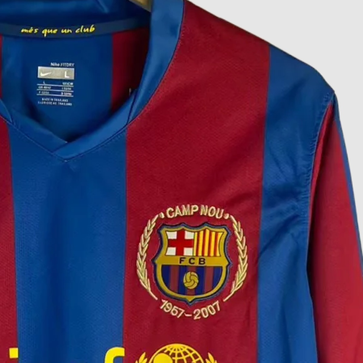 maglia barcellona 2008 maniche lunghe fregio camp nou 1957-2007 ricamato