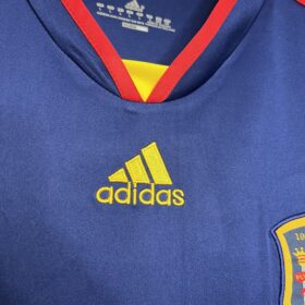 seconda camiseta spagna 2010 scollo a v oro e rosso