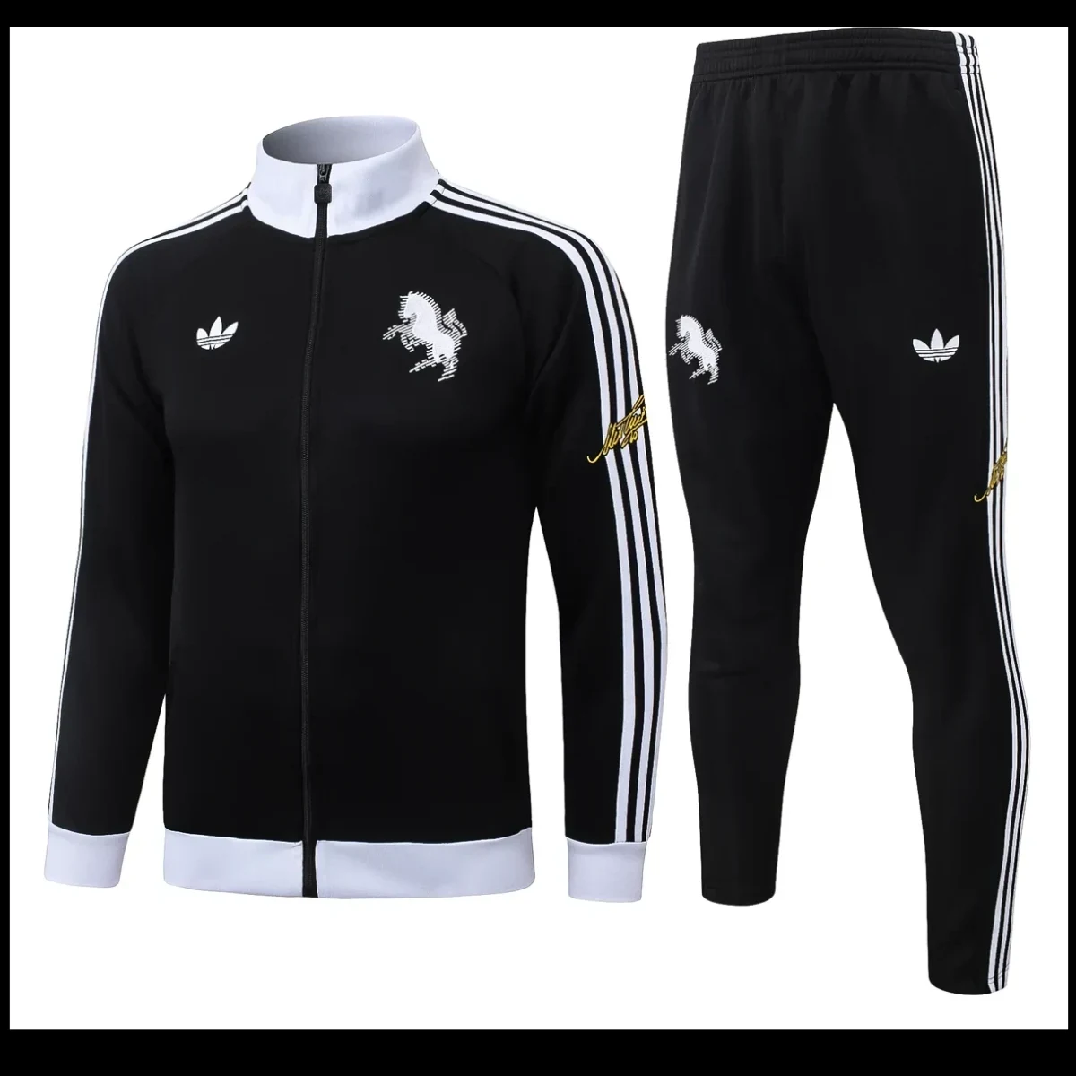 Tuta Juventus Full Zip nera versione tifoso fronte