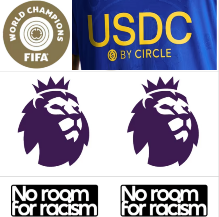 Coppia patch Premier League + scudetto mondiale + sponsor frontale