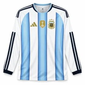 Prima Maglia Argentina Manica Lunga 2026/27 – vista frontale, presentazione virtuale basata sul prodotto