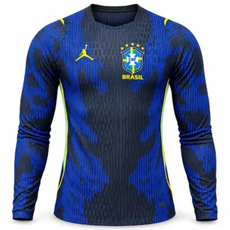 Camiseta Brasil Manga Larga 2026/27 – Segunda Equipación – Jugador – vista frontal, presentación virtual basada en el producto