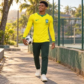 Camiseta Brasil Manga Larga 2026/27 – Primera Equipación – Jugador – modelo virtual; pantalones y calzado no incluidos