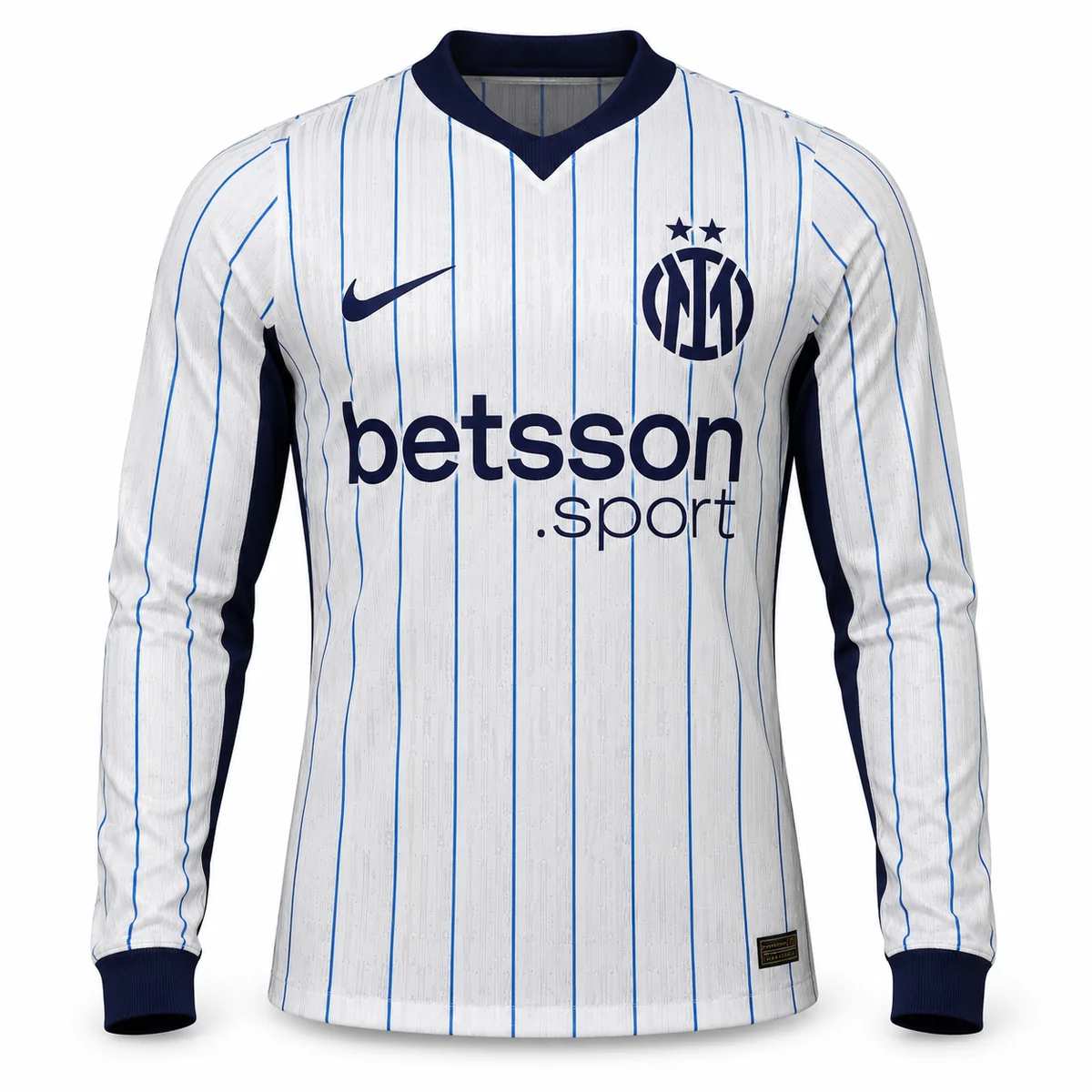 Seconda Maglia Inter Manica Lunga 2026/27 Versione Giocatore – vista frontale, presentazione virtuale basata sul prodotto