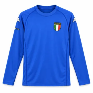 Camiseta Italia 2000 Manga Larga Retro – Primera Equipación – vista frontal, presentación virtual basada en el producto