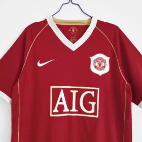 Camiseta Manchester United 2006/07 – Primera Equipación — Detalle de materiales y logo