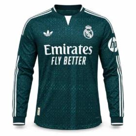 Seconda Maglia Real Madrid 2026/27 – Manica Lunga Versione Giocatore – vista frontale, presentazione virtuale basata sul prodotto