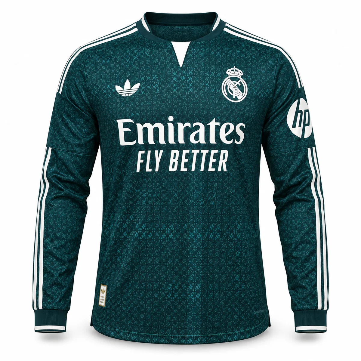 Seconda Maglia Real Madrid 2026/27 – Manica Lunga Versione Giocatore – vista frontale, presentazione virtuale basata sul prodotto