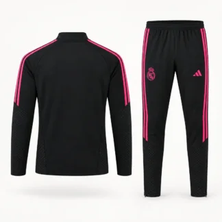 Chándal Real Madrid negro y rosa 2026/27 – espalda de la parte superior y frontal del pantalón