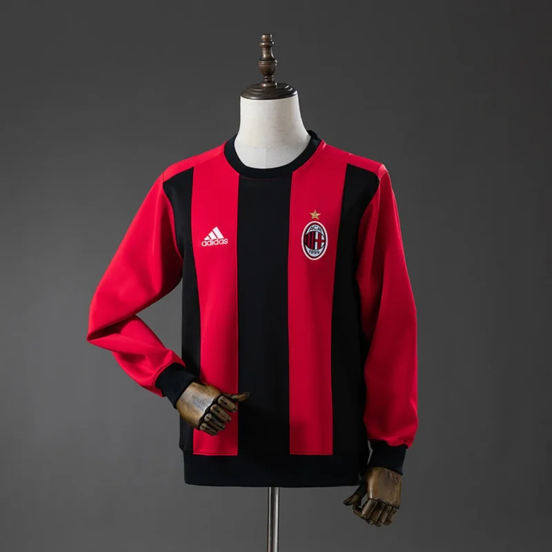 Sudadera Milan Cuello Redondo Rayas Rojinegras 2025/26 – frontal