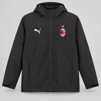 Chaqueta cortavientos Milan negra con capucha – vista frontal del producto