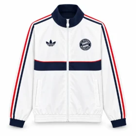 Giacca Bayern Monaco Bianca con Fascia Blu Navy – vista frontale commerciale