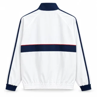 Chaqueta Bayern Múnich Blanca con Franja Azul Marino – vista trasera comercial
