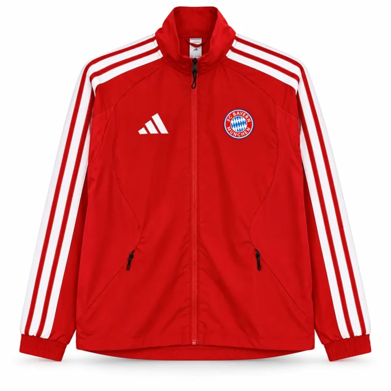 Chaqueta Bayern Múnich Roja con Tres Rayas Blancas – vista frontal comercial