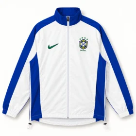 Giacca Brasile 1998 Bianca e Blu con Zip – vista frontale commerciale