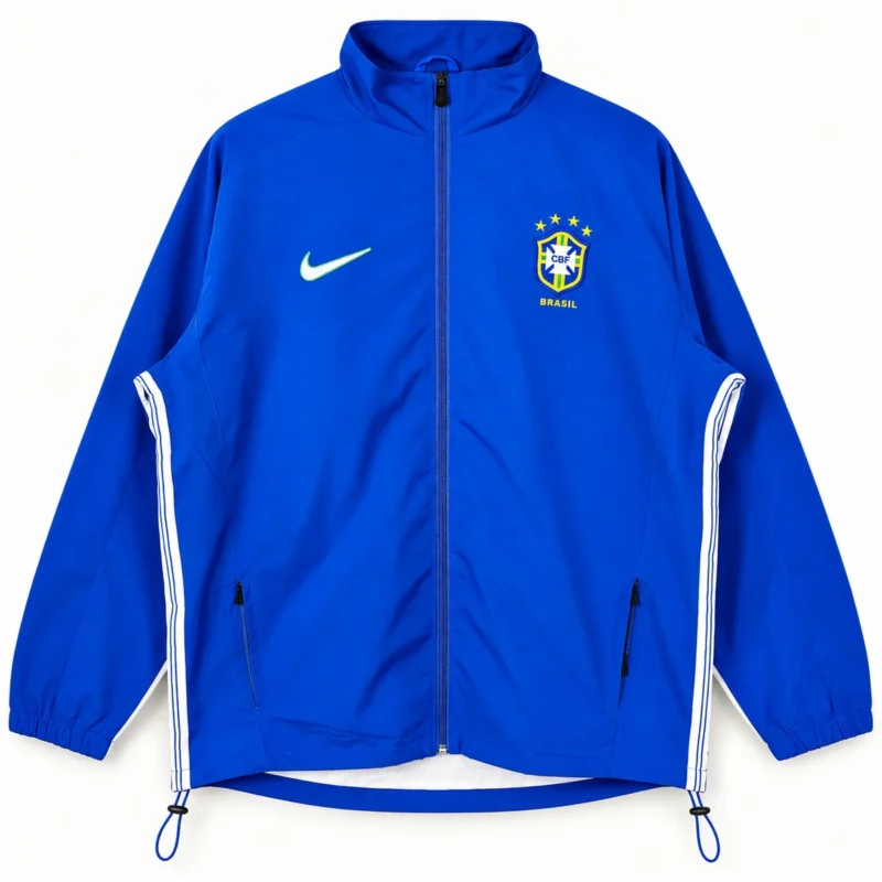 Giacca Brasile 1998 Blu con Zip – vista frontale commerciale