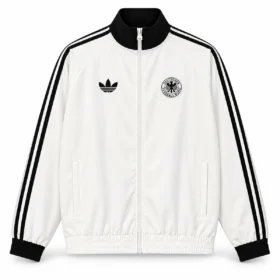 Chaqueta Alemania Blanca y Negra con Cremallera – vista frontal comercial