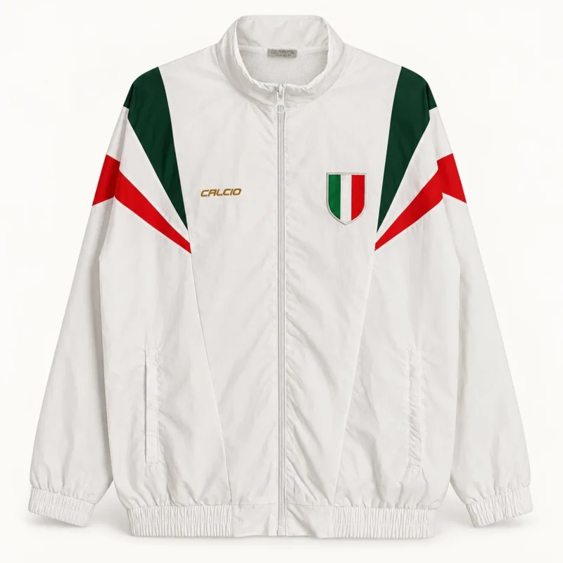 Giacca Italia Bianca con Bande Tricolori – vista frontale commerciale