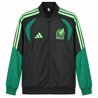 Giacca Messico Nera e Verde con Zip – vista frontale commerciale