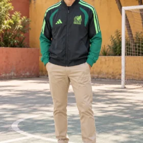 Chaqueta México Negra y Verde con Cremallera – sobre modelo virtual, imagen ilustrativa